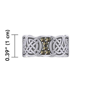 Celtic Knotwork Silver Band Ring with Gemstones TRI1949 - Jewelry